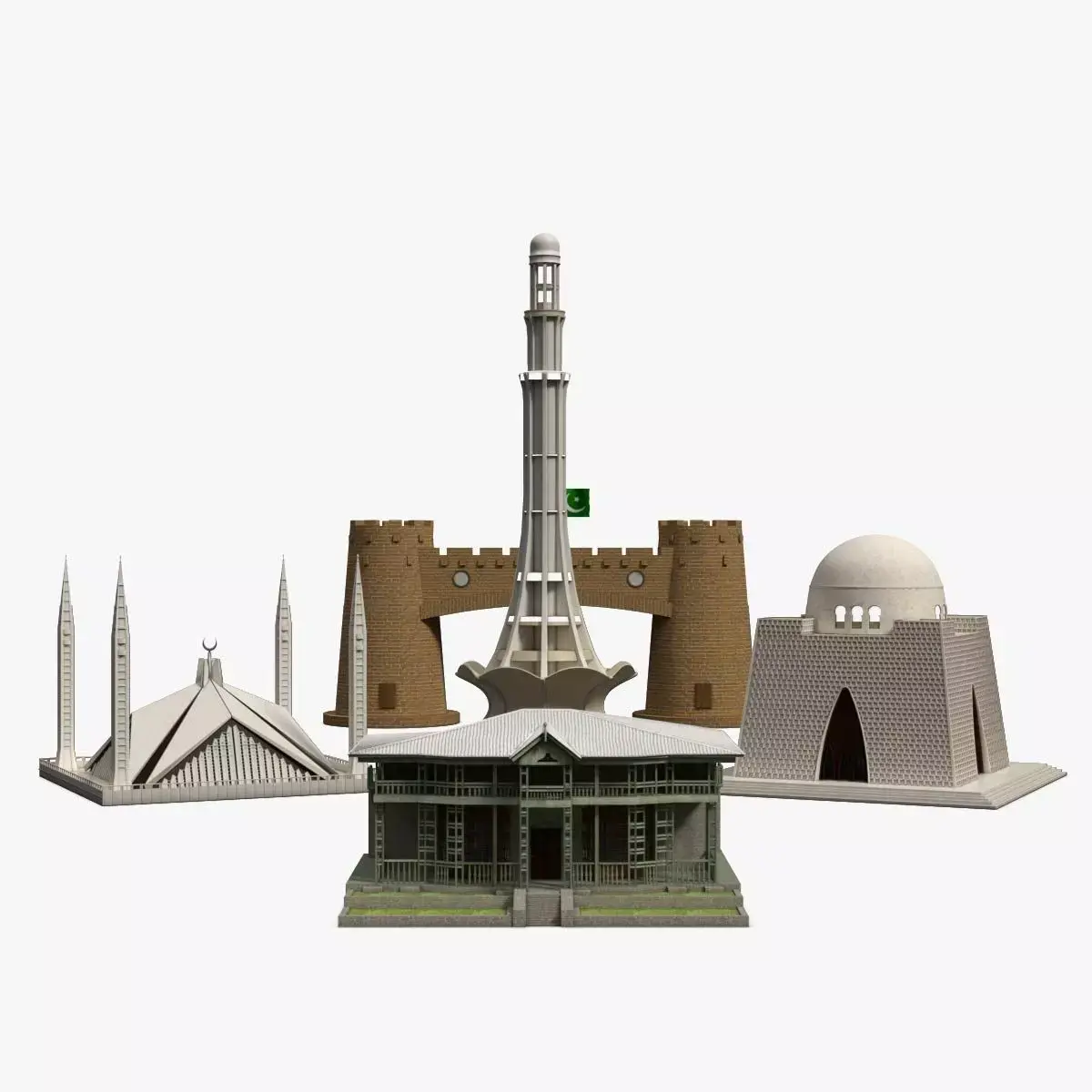 Pakistan Landmarks 3D Bundle Pack 3D Model Collection