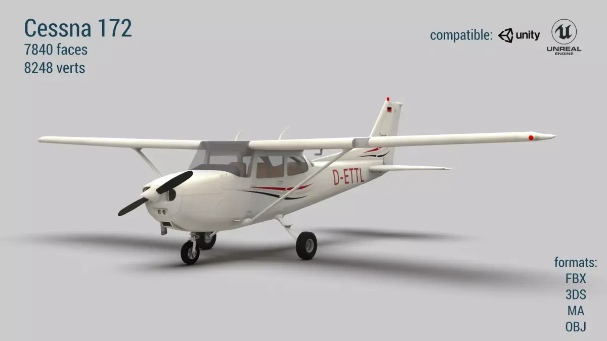 Cessna 172 Low-poly 3D model by Boba3d
