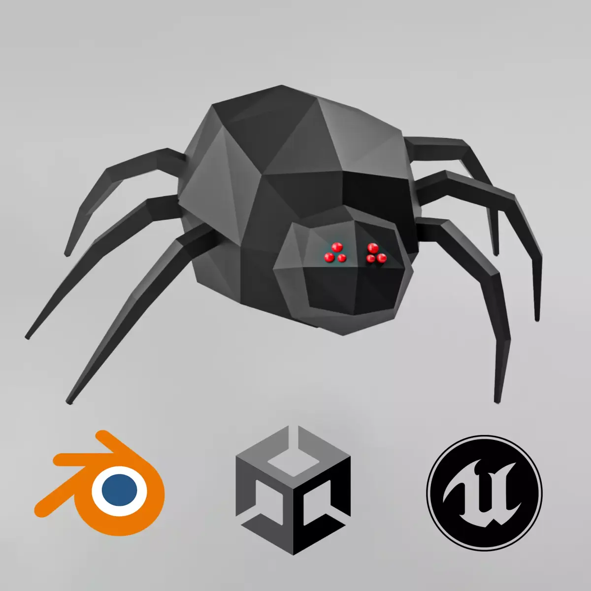 Low-Poly Rigged Spider - IK Rig Low-poly 3D model
