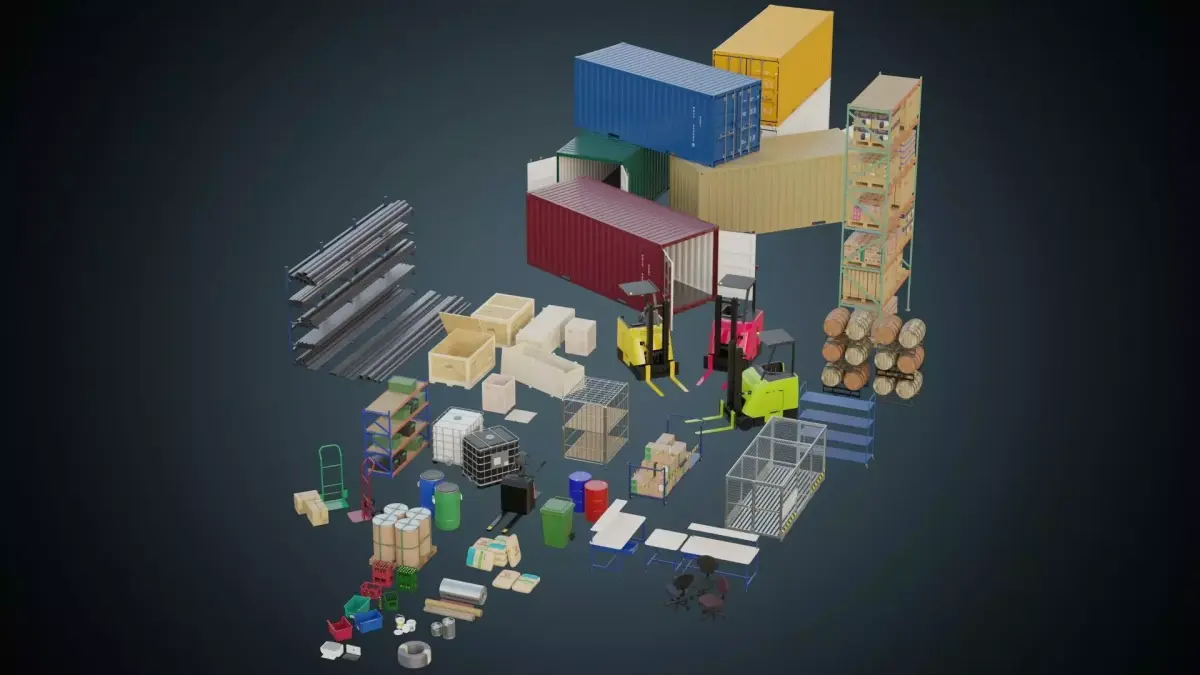 Warehouse Props Collection 1A 3D Model Pack