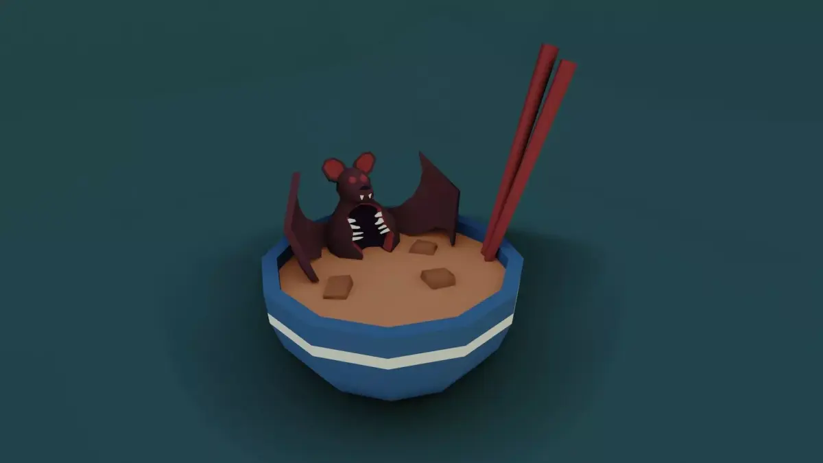 Stylized low poly bat soup Low-poly 3D model
