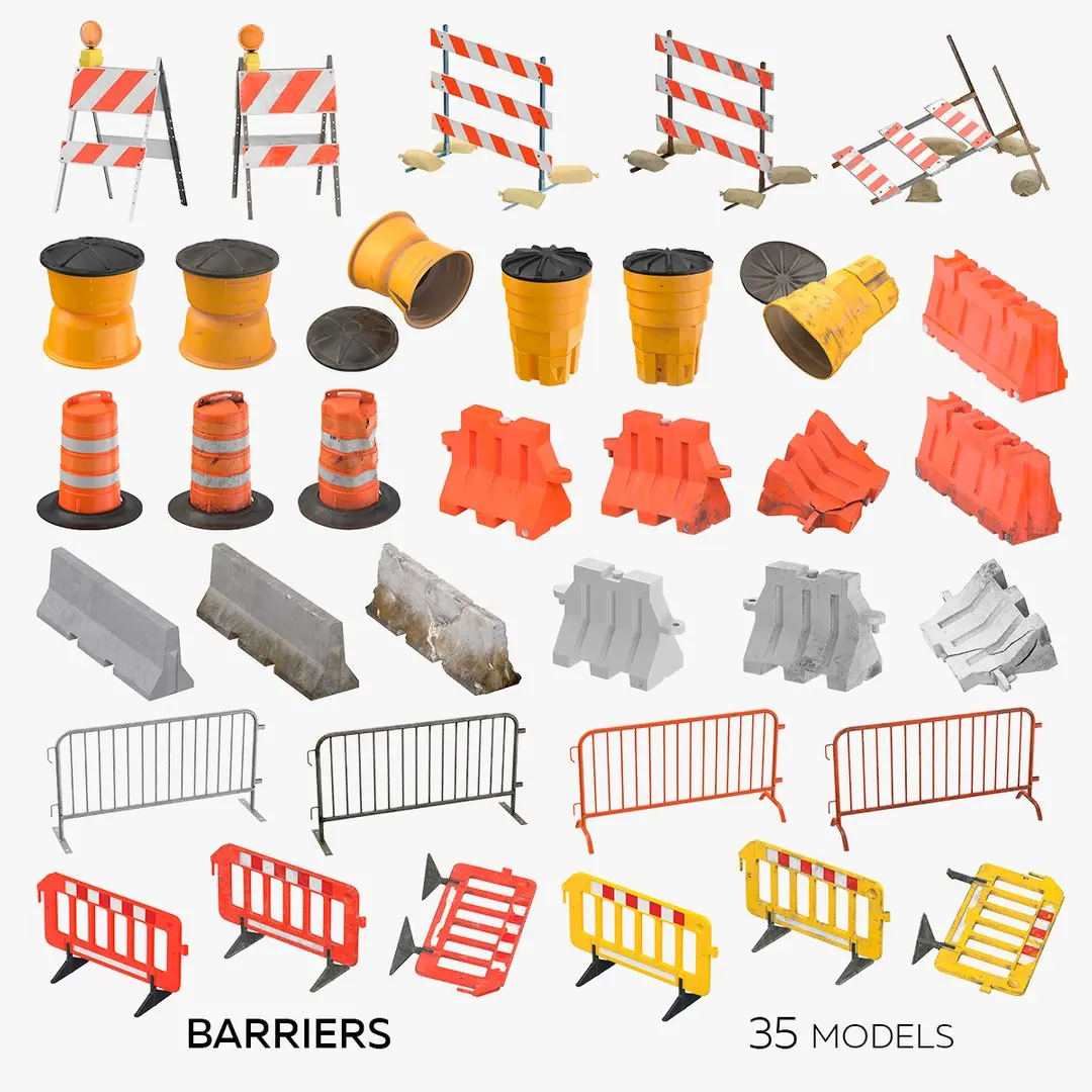 Barriers Collection - 35 models 3D model