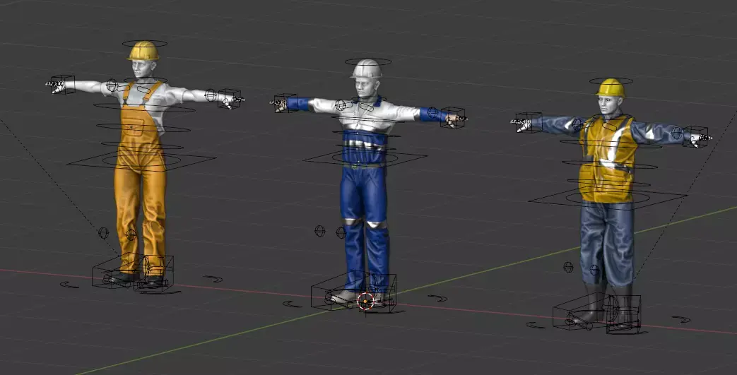 Factory Workers Pack of 3 RIGGED  3D model
