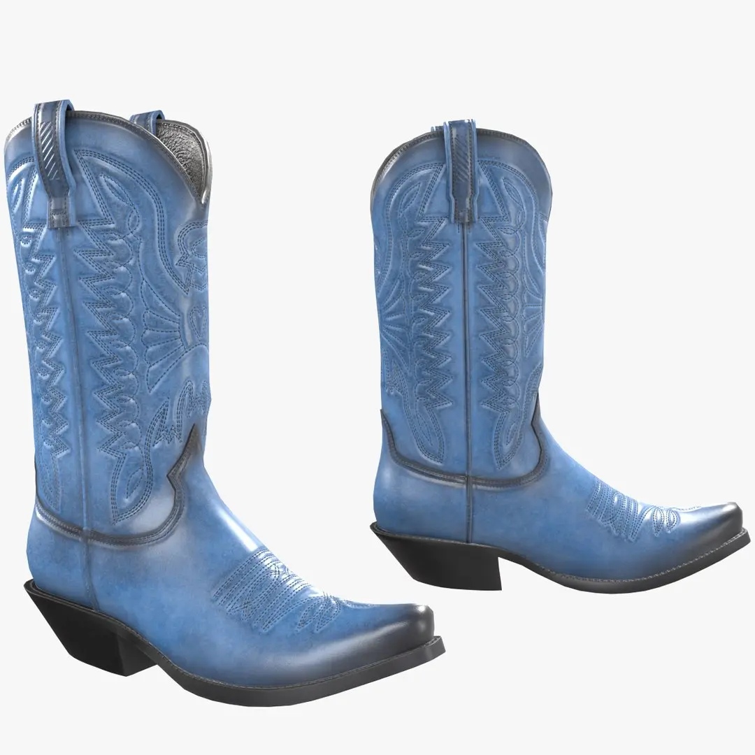 Blue Western Boots 3D model