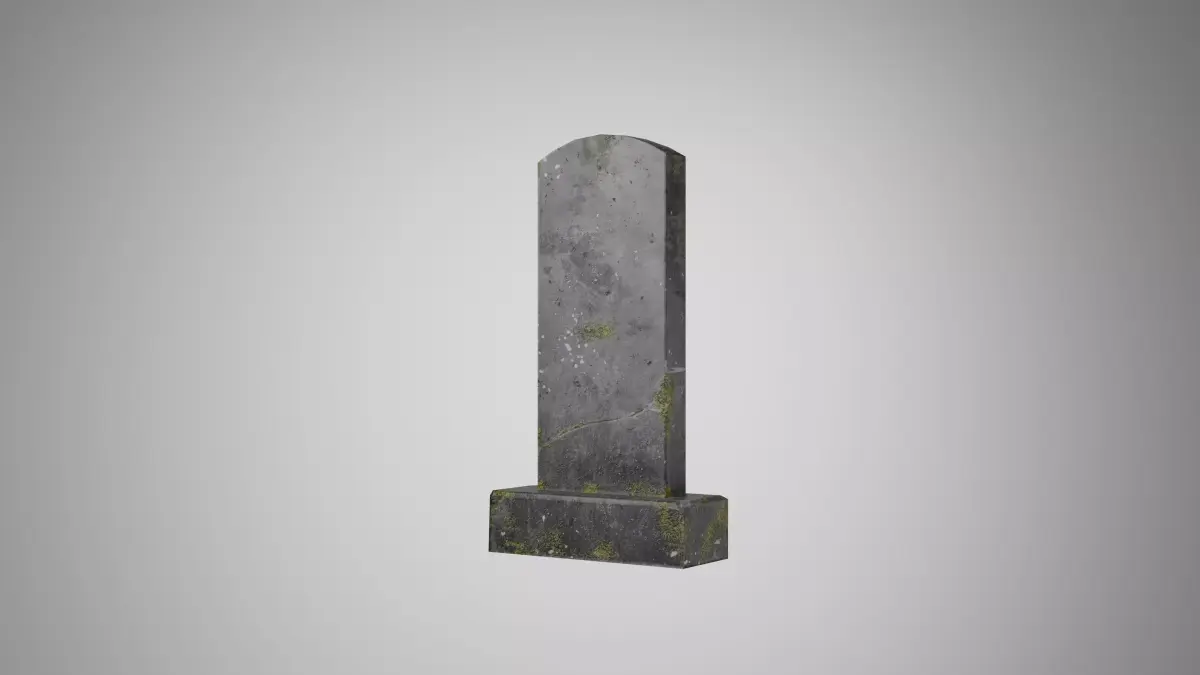 Old Mossy Gravestone Monument Low-poly 3D model