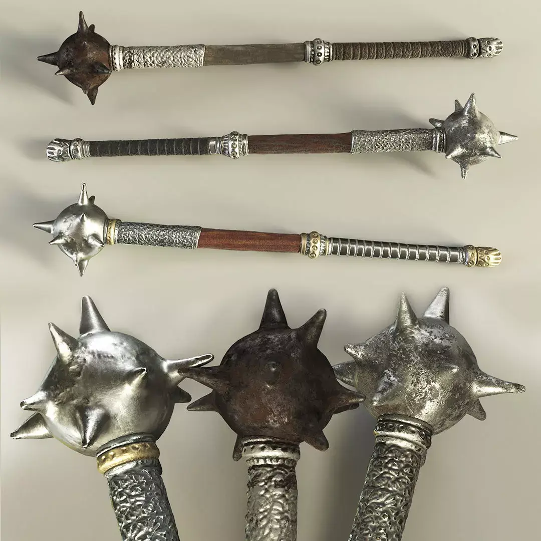 Morningstar sword with spikes Low-poly 3D model