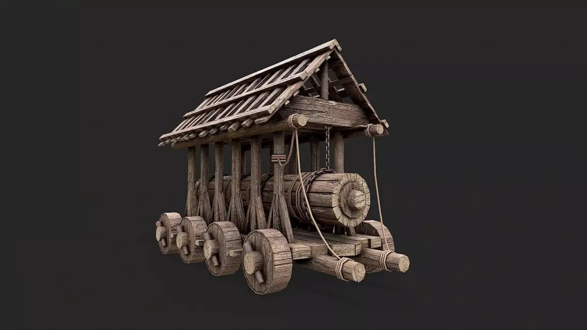 Medieval Siege Wooden Battering Ram 2 Low-poly 3D model