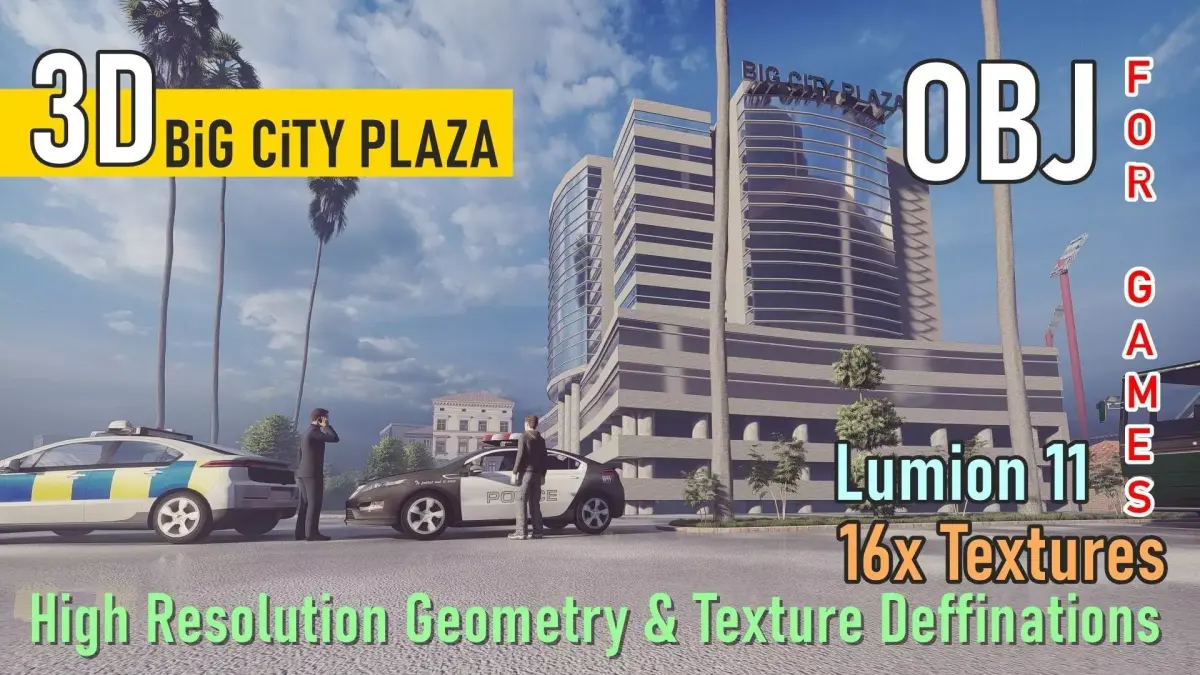 Big City Plaza Low-poly 3D model