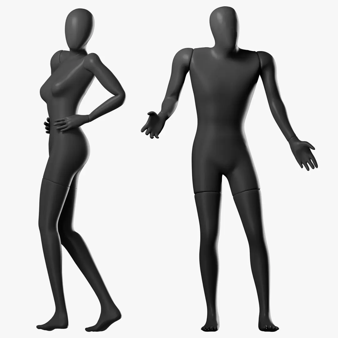 Rigged Male and Female Mannequin 3D model