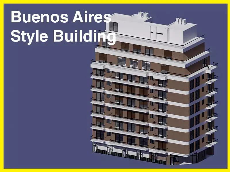 Buenos Aires Style Building 8 Free 3D model