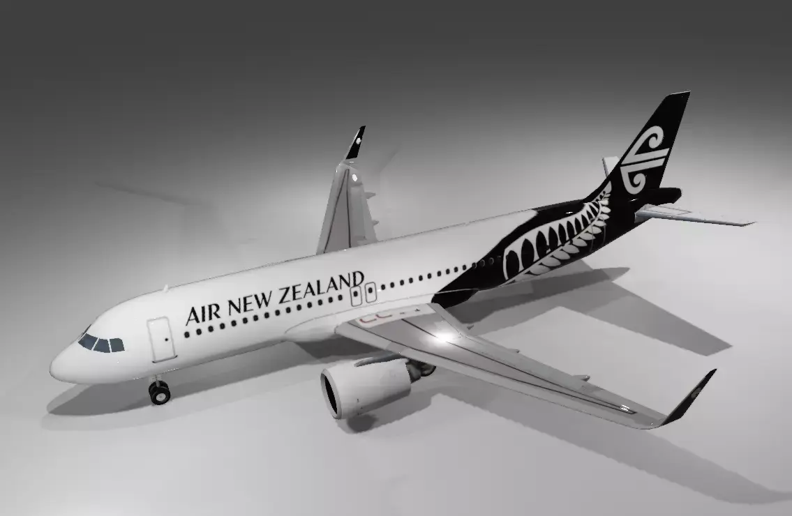 Air New Zealand airbus a320neo low poly 3d model with cockpit Low-poly 3D model