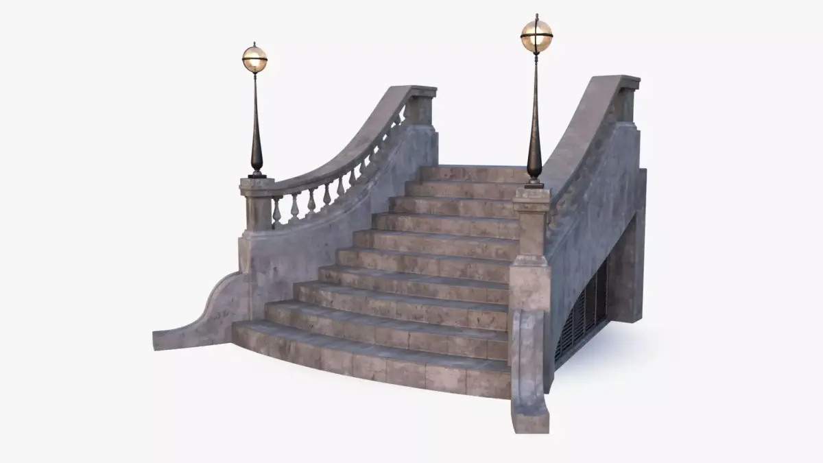 Stone Stair 0001 Low-poly 3D model