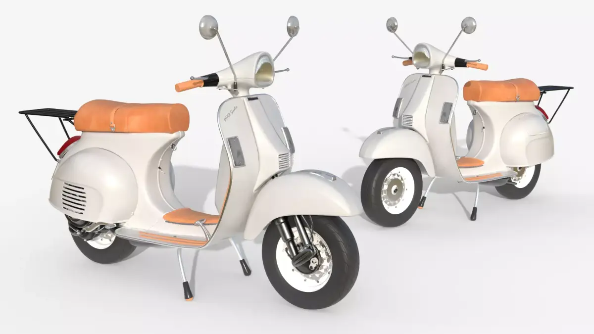 Classic Vintage Scooter - White Retro 3D model
