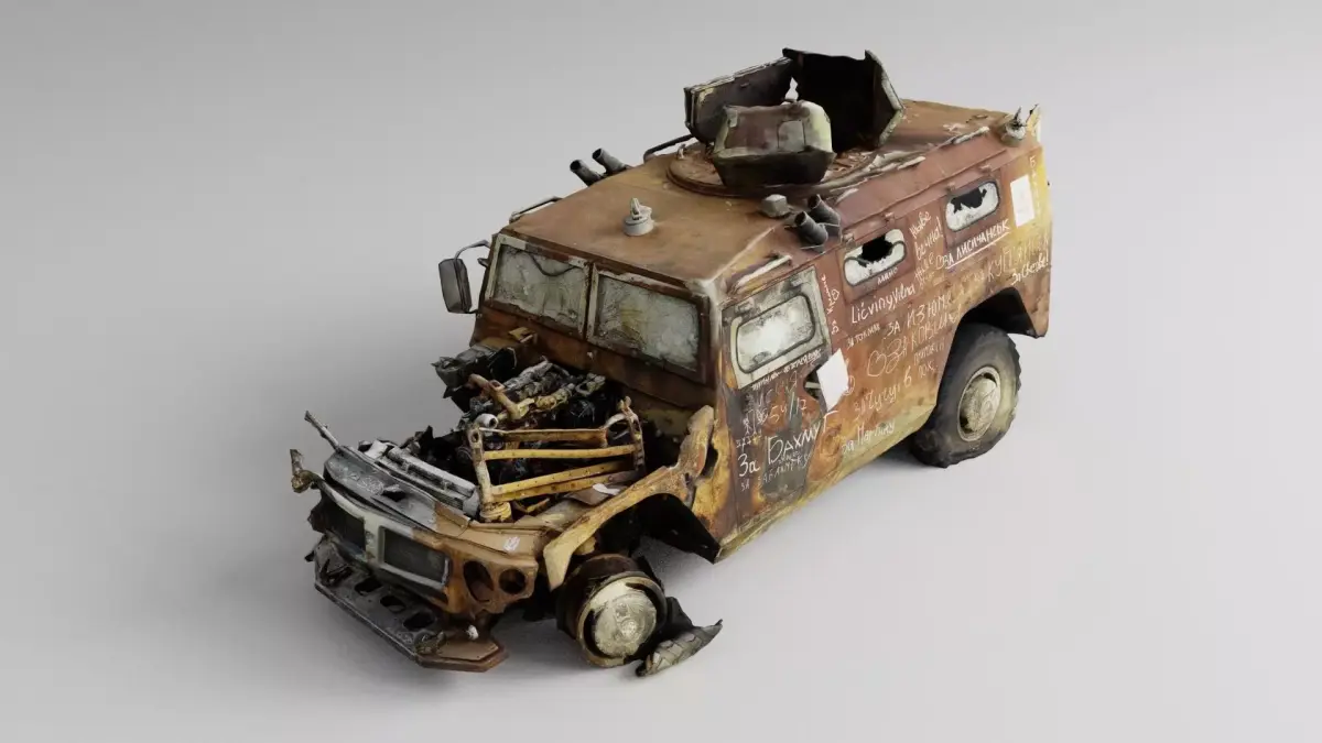 Tigr or Tiger infantry mobility vehicle destroyed in Ukraine 3D model