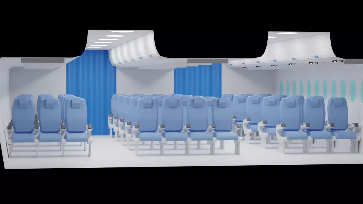 Cartoon Airplane Cabin Interior 3D model