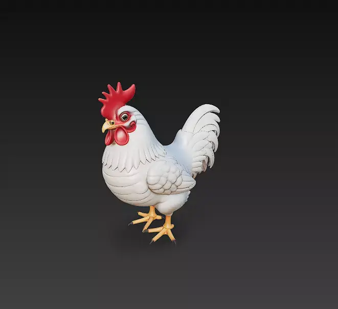 Chicken Realistic 3D Model Basic - Low Poly Realistic Low-poly 3D model