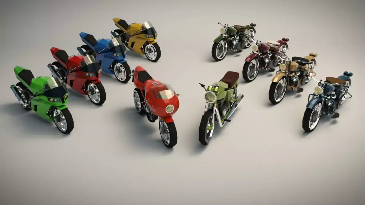 Low Poly Motorcycle Pack 01