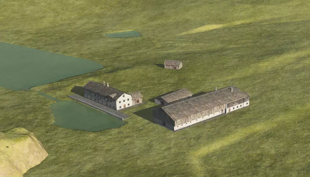 Historic Bavarian farmhouse 18th century Einfirsthof Low-poly 3D model