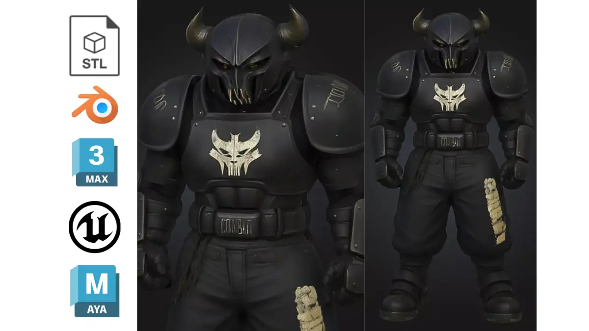 Dark Armored Warrior Demon Low-poly 3D model