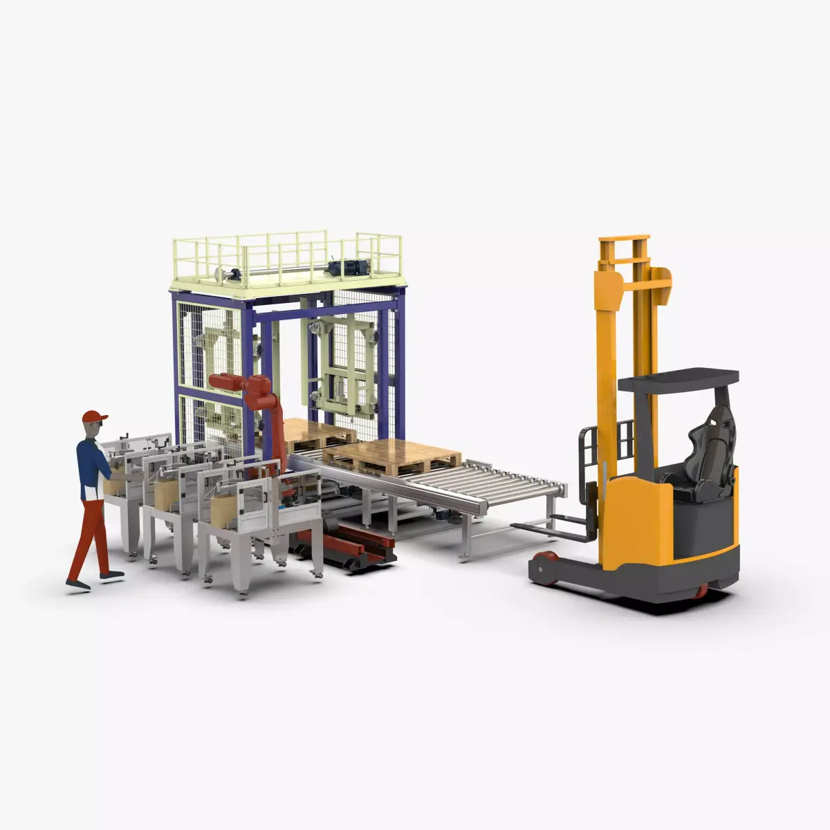 Automatic Cartons Packaging and Palletizing Machine 3D model purchase