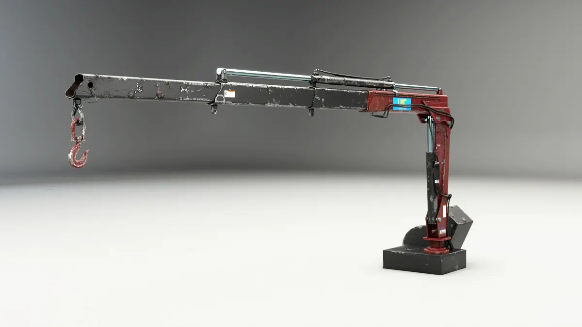 Old Small Truck-Mounted Crane 3D model