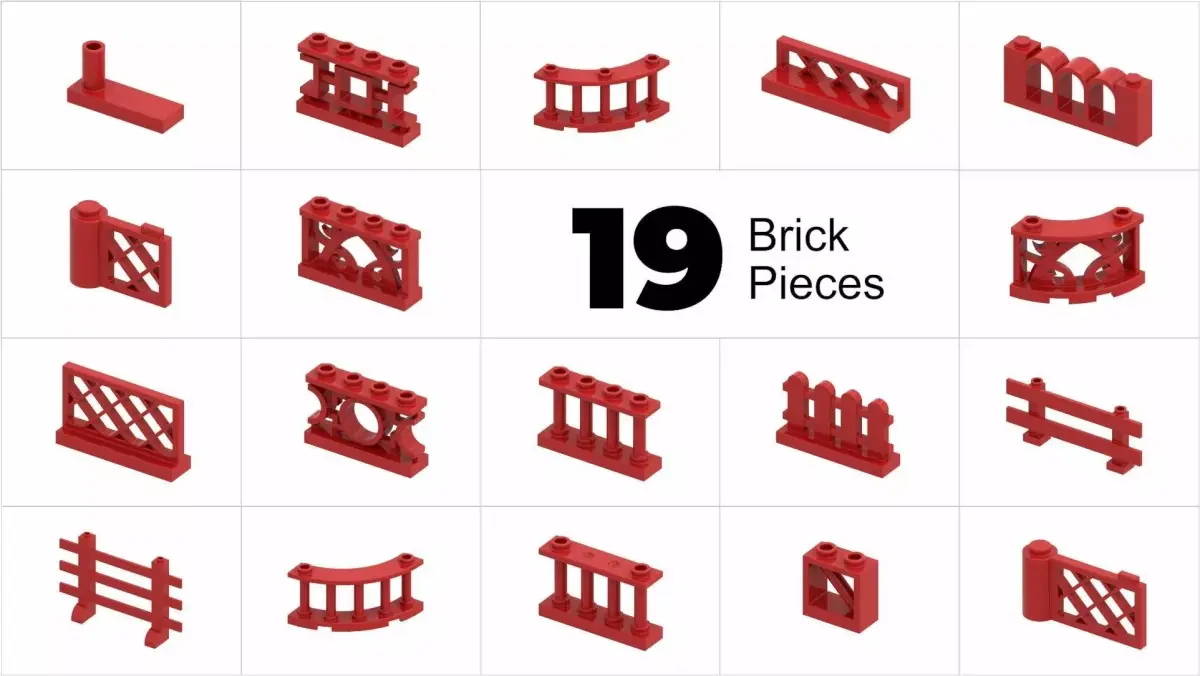 TwindBricks3D - 19 Building Fence collection 3D print model