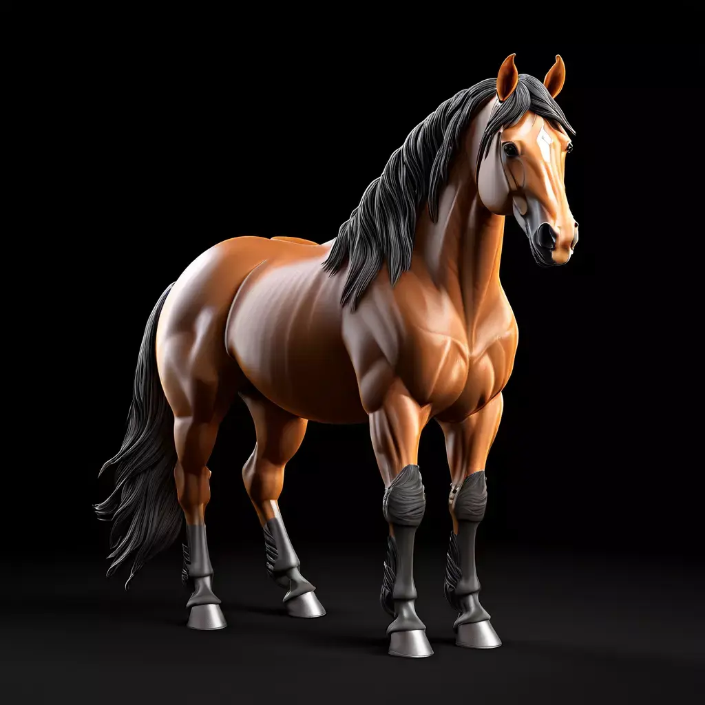 Realistic Chestnut Horse 3D Model Low-poly 3D model