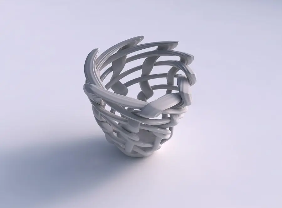 Vase wide on top part with interlacing lattice and extruded l... 3D print model 8