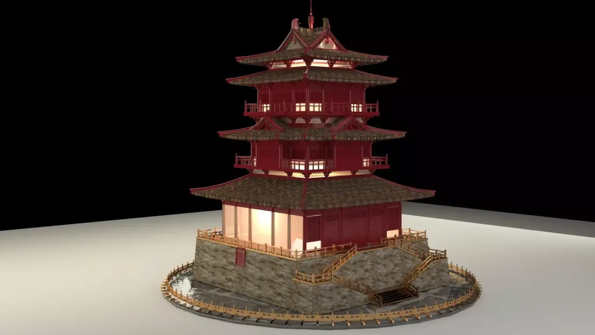 Chinese ancient house  3D model 11