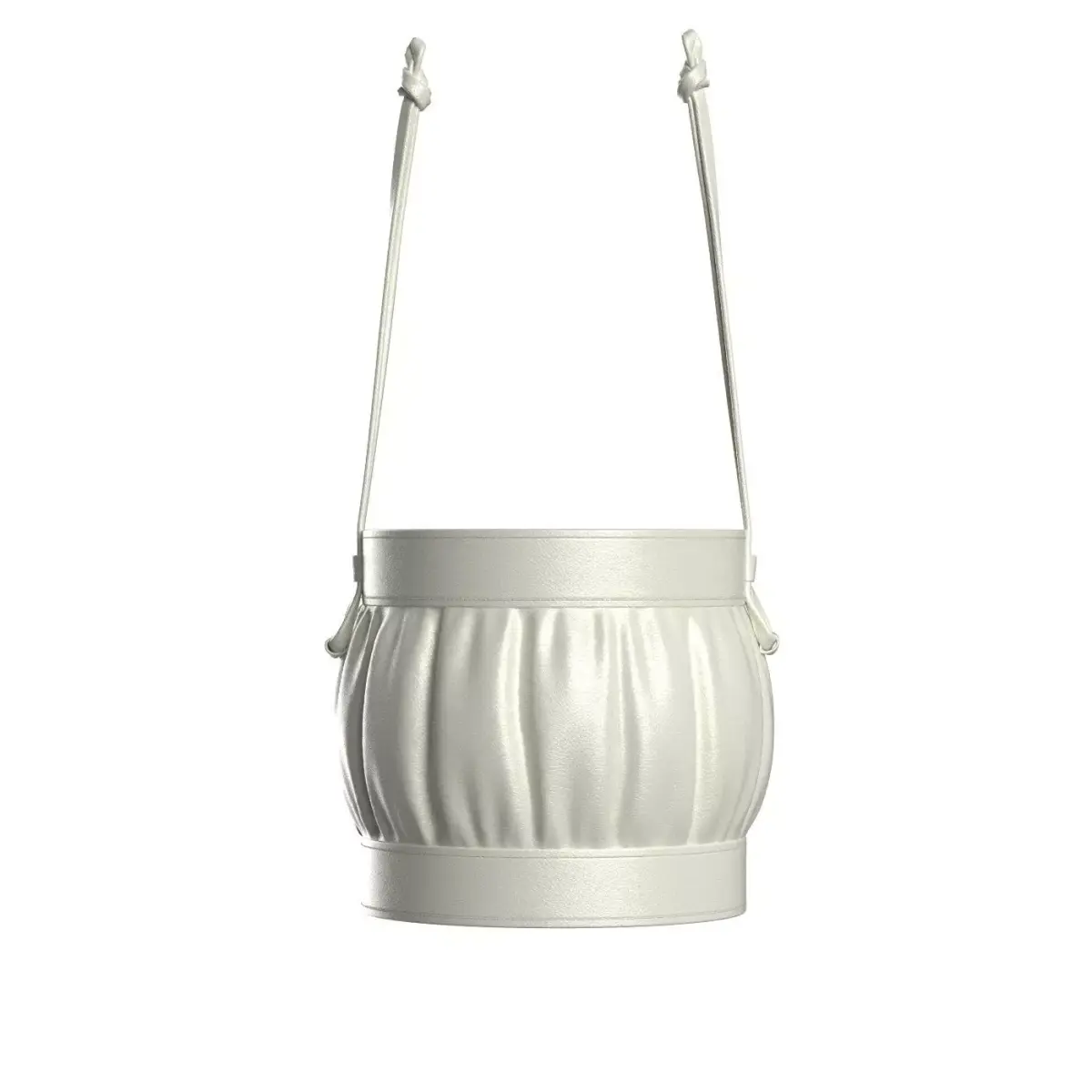 White Leather Round Basket Bag 3D model