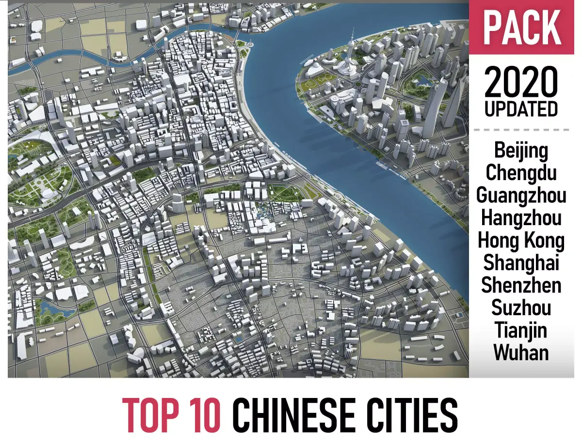 Top 10 Chinese Cities 3D Model Pack purchase