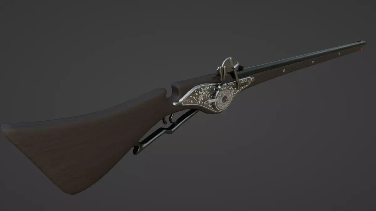 1550 Wheel Lock Long Rifle Low-poly 3D model