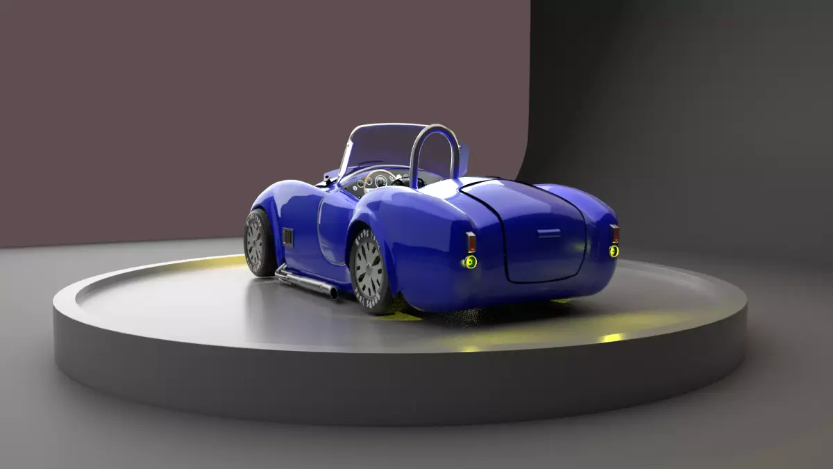 Shelby Cobra Full work with engine Low-poly 3D model