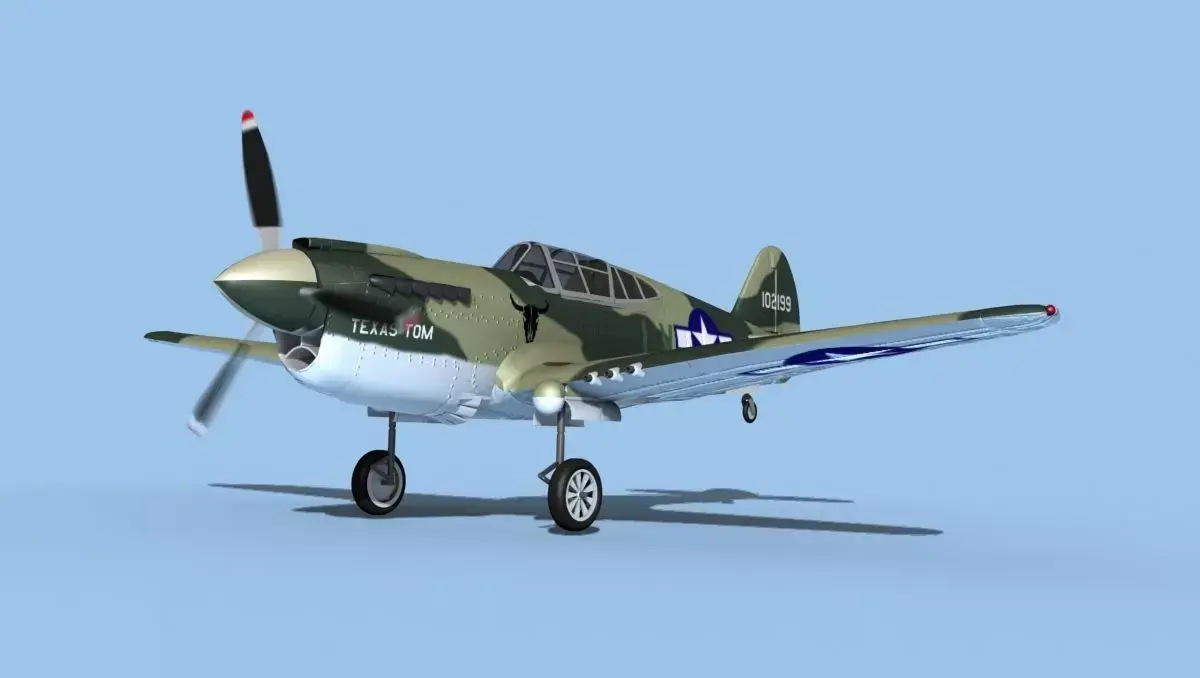 Curtiss P-40F Warhawk USAAF Texas Tom 3D model