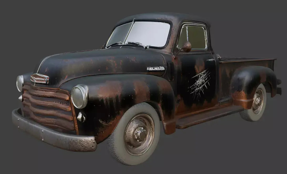 Vintage Rusty Pickup Truck 3D Model 3D model 24