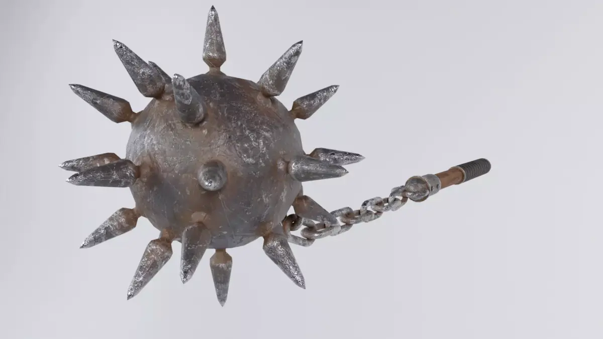 Flail spiked ball with spikes Low-poly 3D model