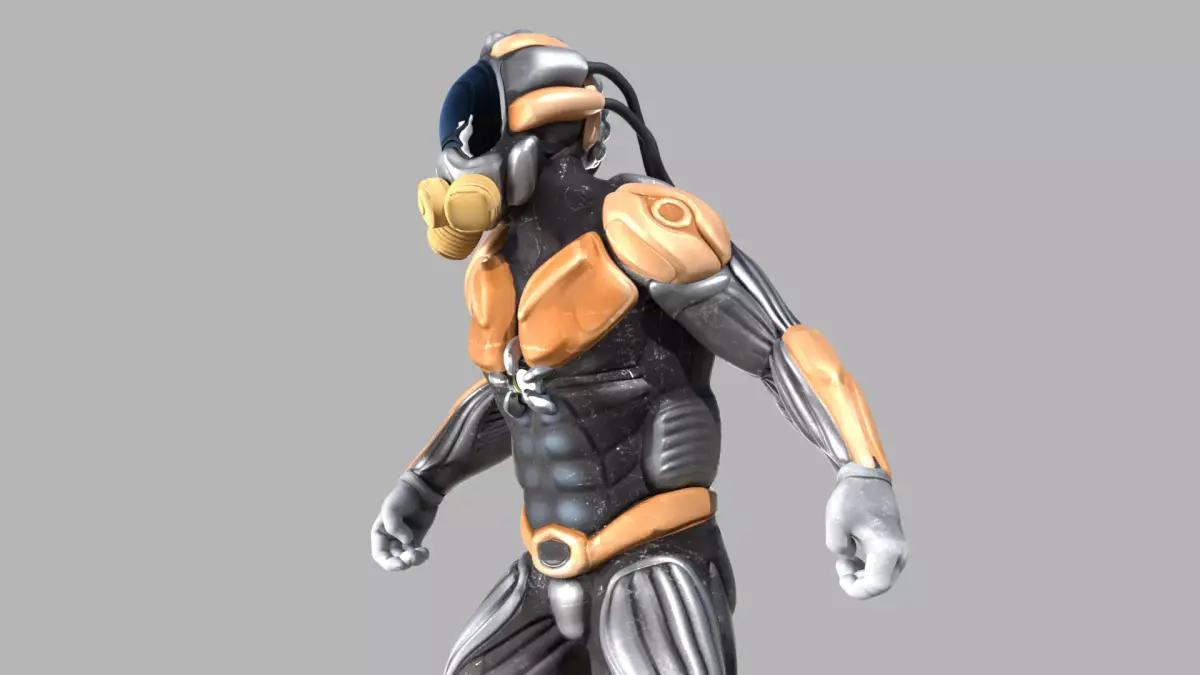 Sci fi warrior Low-poly 3D model