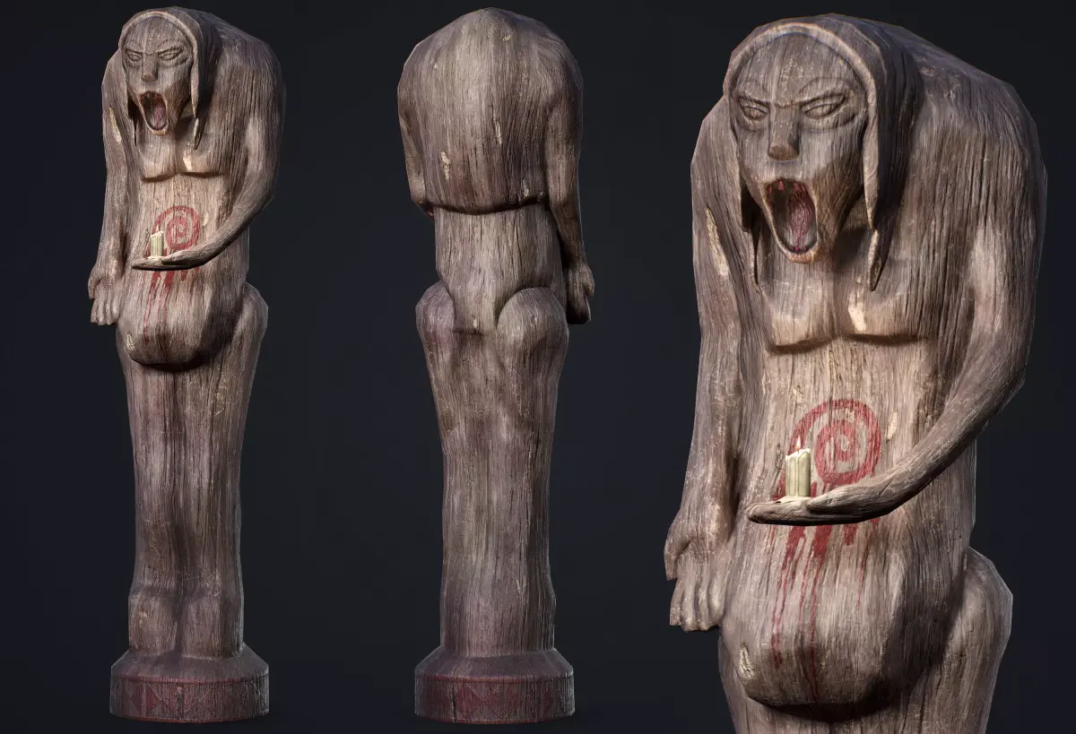 Wooden Totem 3 Low-poly 3D model