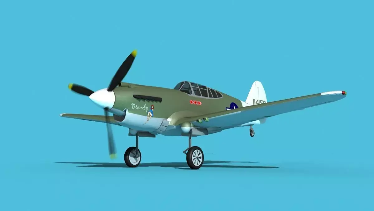 Curtiss P-40B Warhawk V14 USAAF 3D model