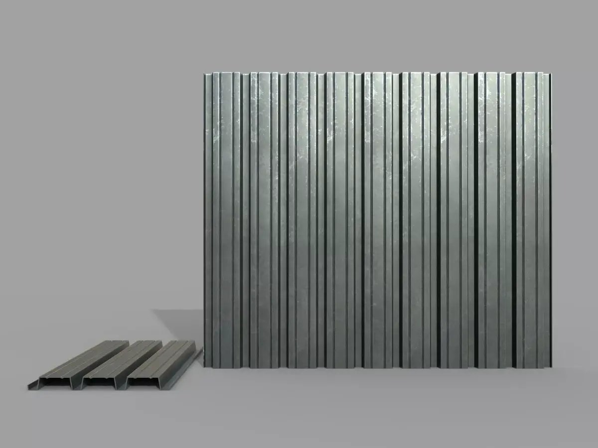 Corrugated galvanized sheets 2 Low-poly 3D model