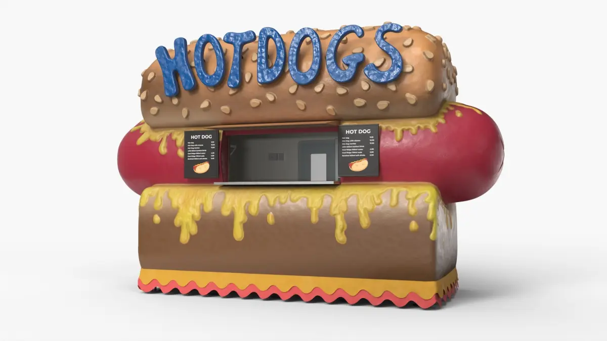 Hot Dog Shaped Food Stand 3D model