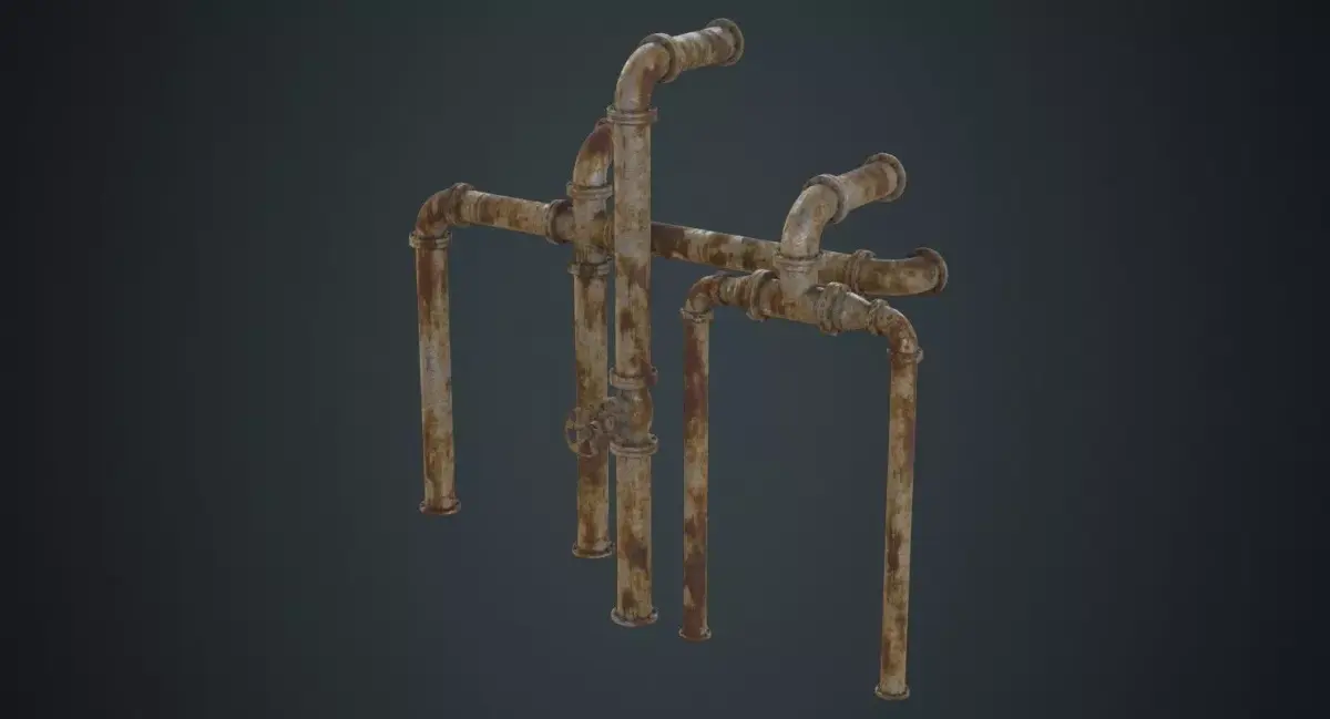 Industrial Pipes 2D Low-poly 3D model