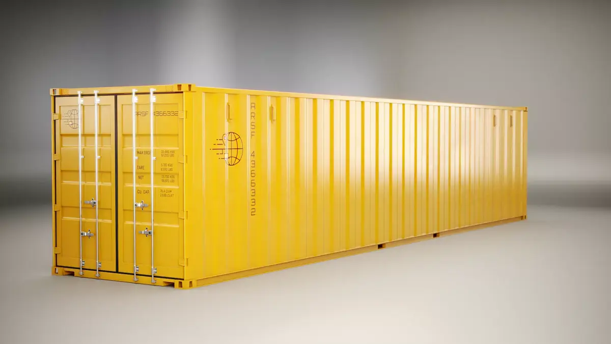 Intermodal Shipping Container 40-foot-long Yellow Low-poly 3D model
