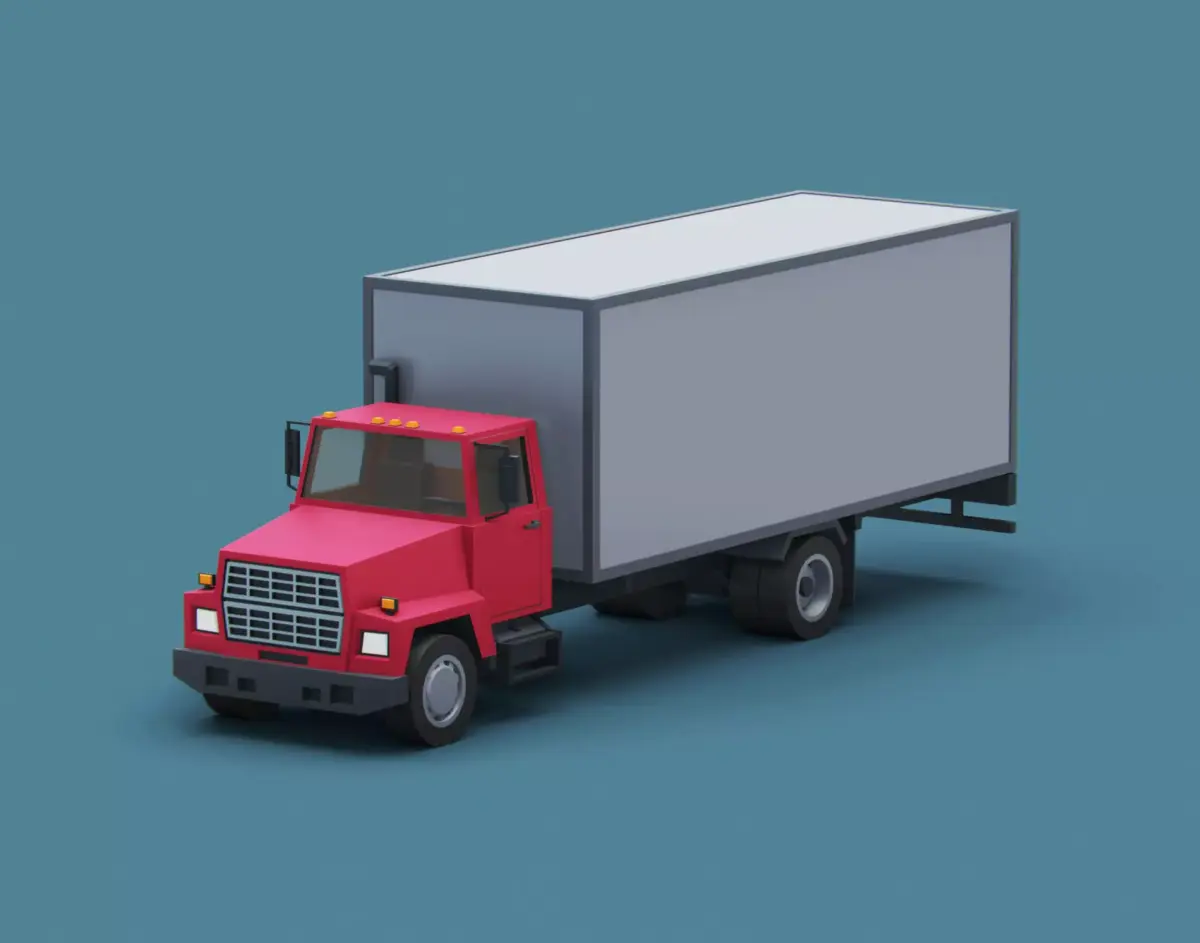  Cartoon Stylized Transporter Truck 80s Low-poly 3D model