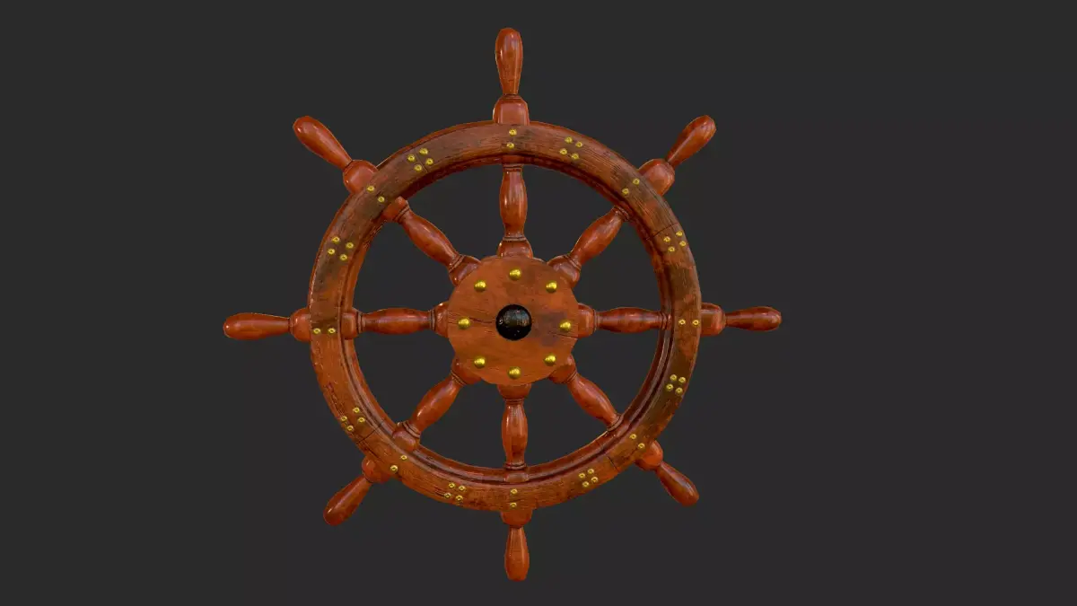 Shipwheel wooden ship wheel Free low-poly 3D model