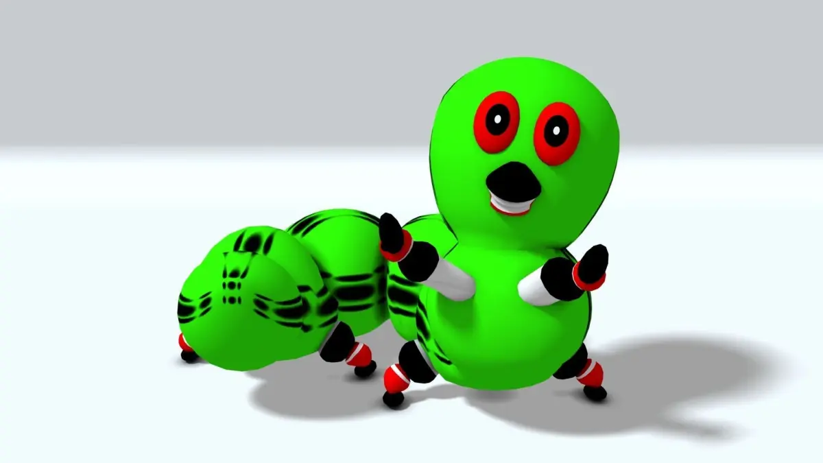 Toon Inch Worm RIGGED Free low-poly 3D model