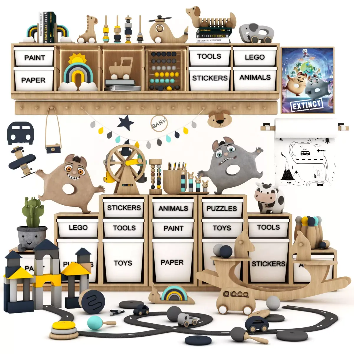toys and furniture set  Low-poly 3D model purchase