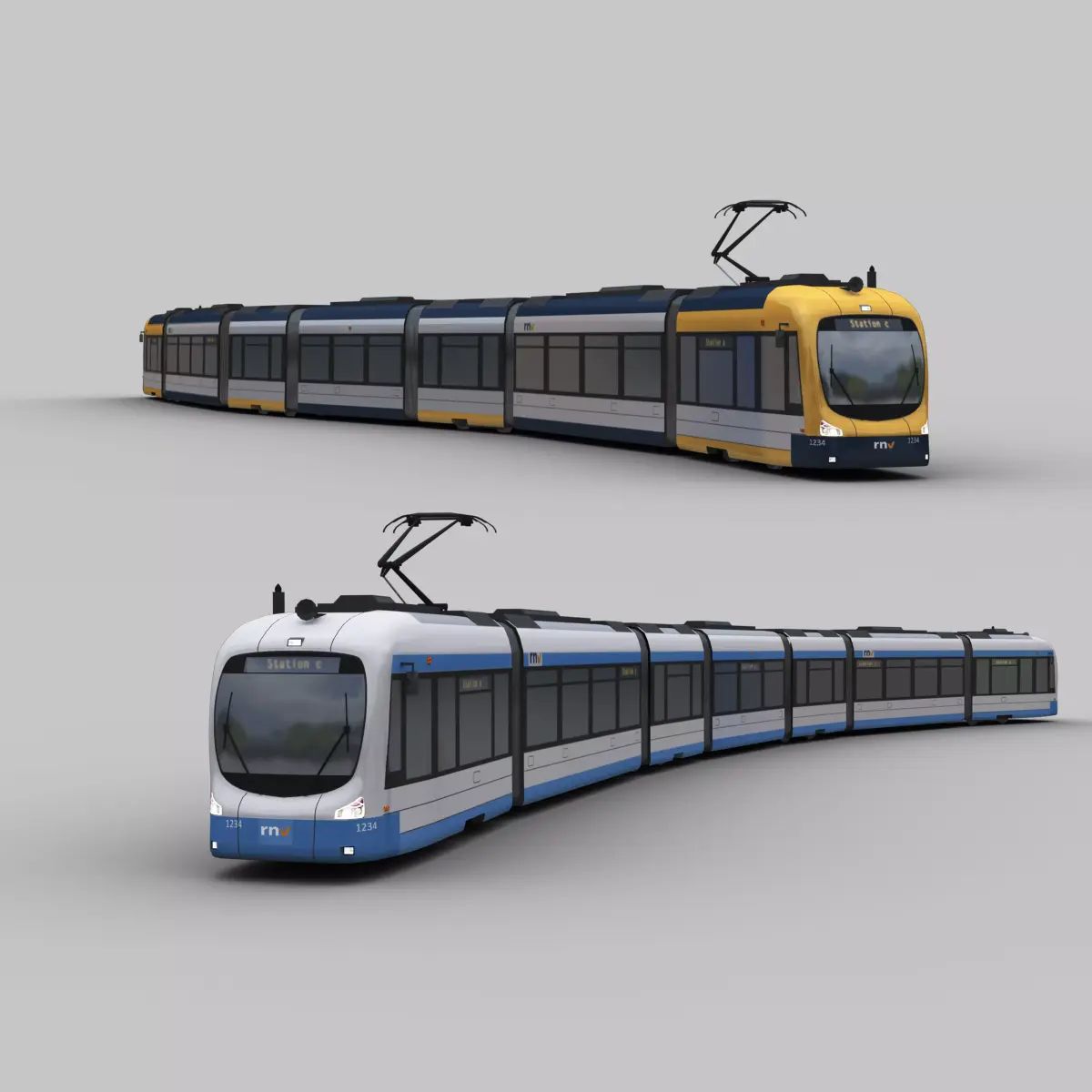 Low Poly Tram 9 Low-poly 3D model