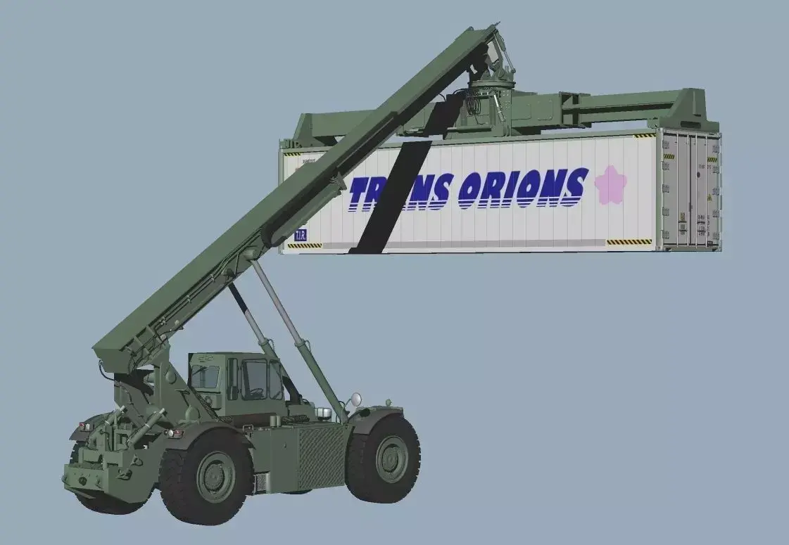 US MARINES Reach stacker RT-240 with 40ft and 20ft container 3D model