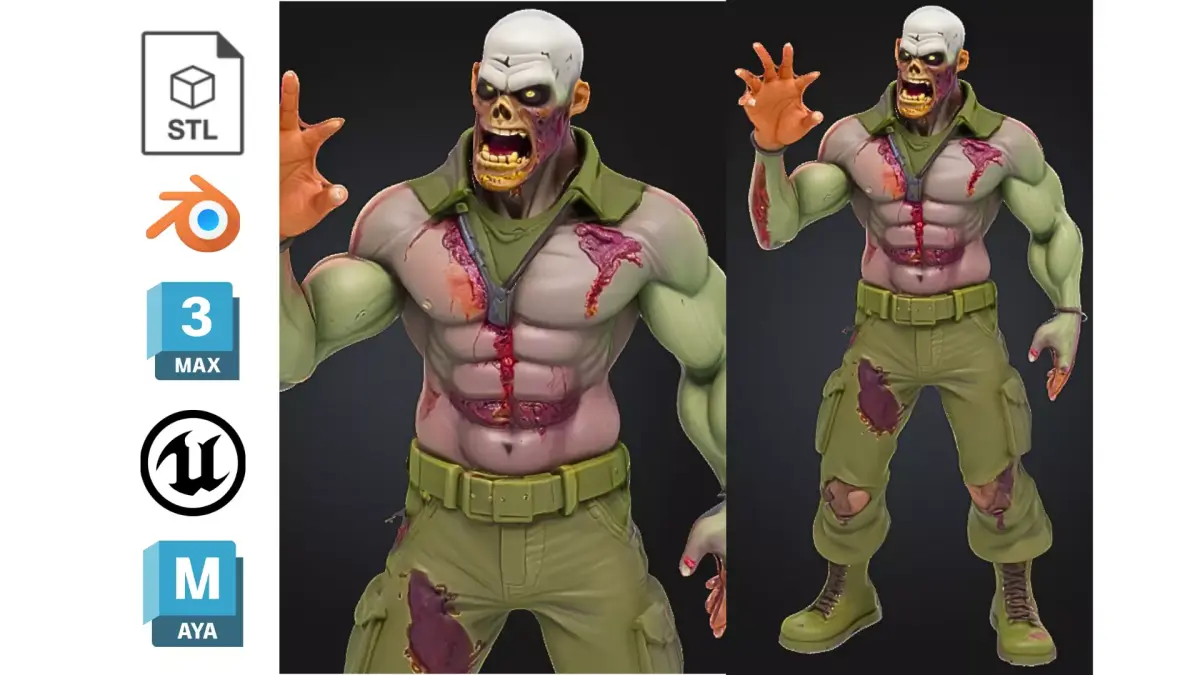 Zombie Fighter Military Gear Low-poly 3D model